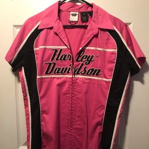 Women’s XL Harley-Davidson zip front logo top EUC